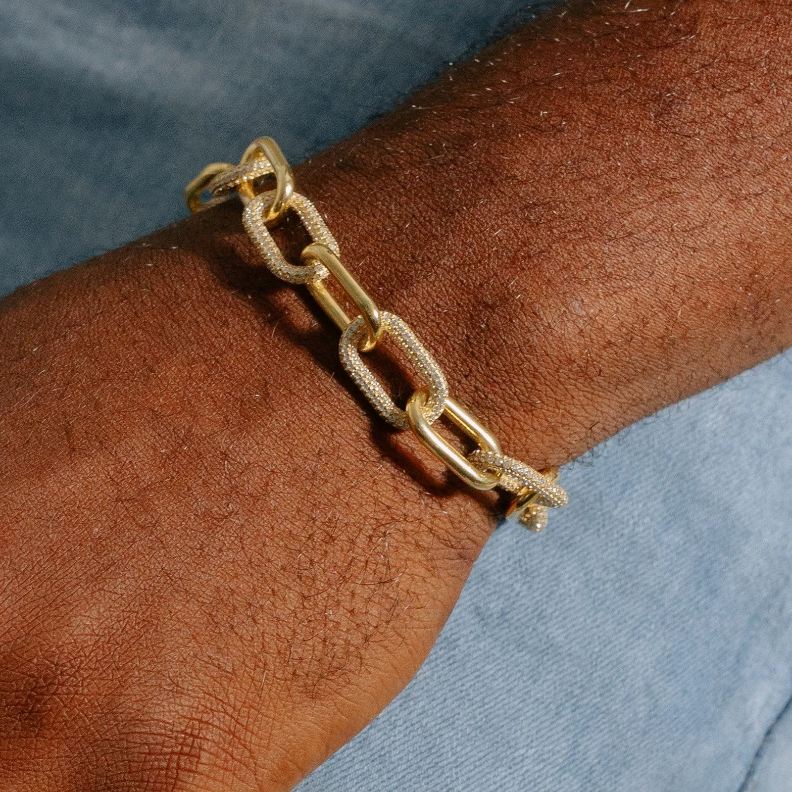 Mens Iced Link Bracelet