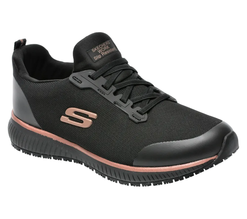 Pantofi sport, dama, SKECHERS WORK SQUAD SR SLIP RESISTANT, 77222EC-BKRG negru, textil