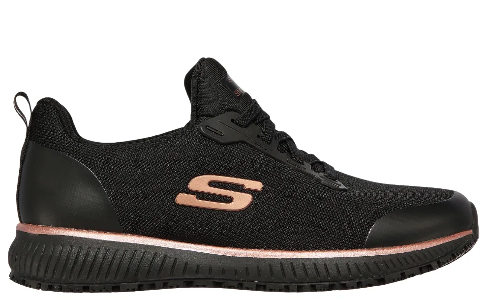 Pantofi sport, dama, SKECHERS WORK SQUAD SR SLIP RESISTANT, 77222EC-BKRG negru, textil