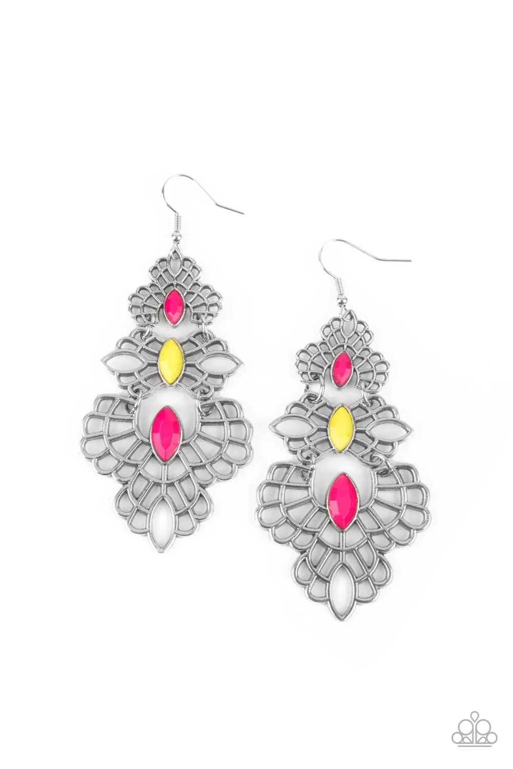 Paparazzi Earring ~ Flamboyant Frills - Multi Color Earring