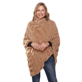 Plush Faux Fur Tan Cozy Coat Poncho