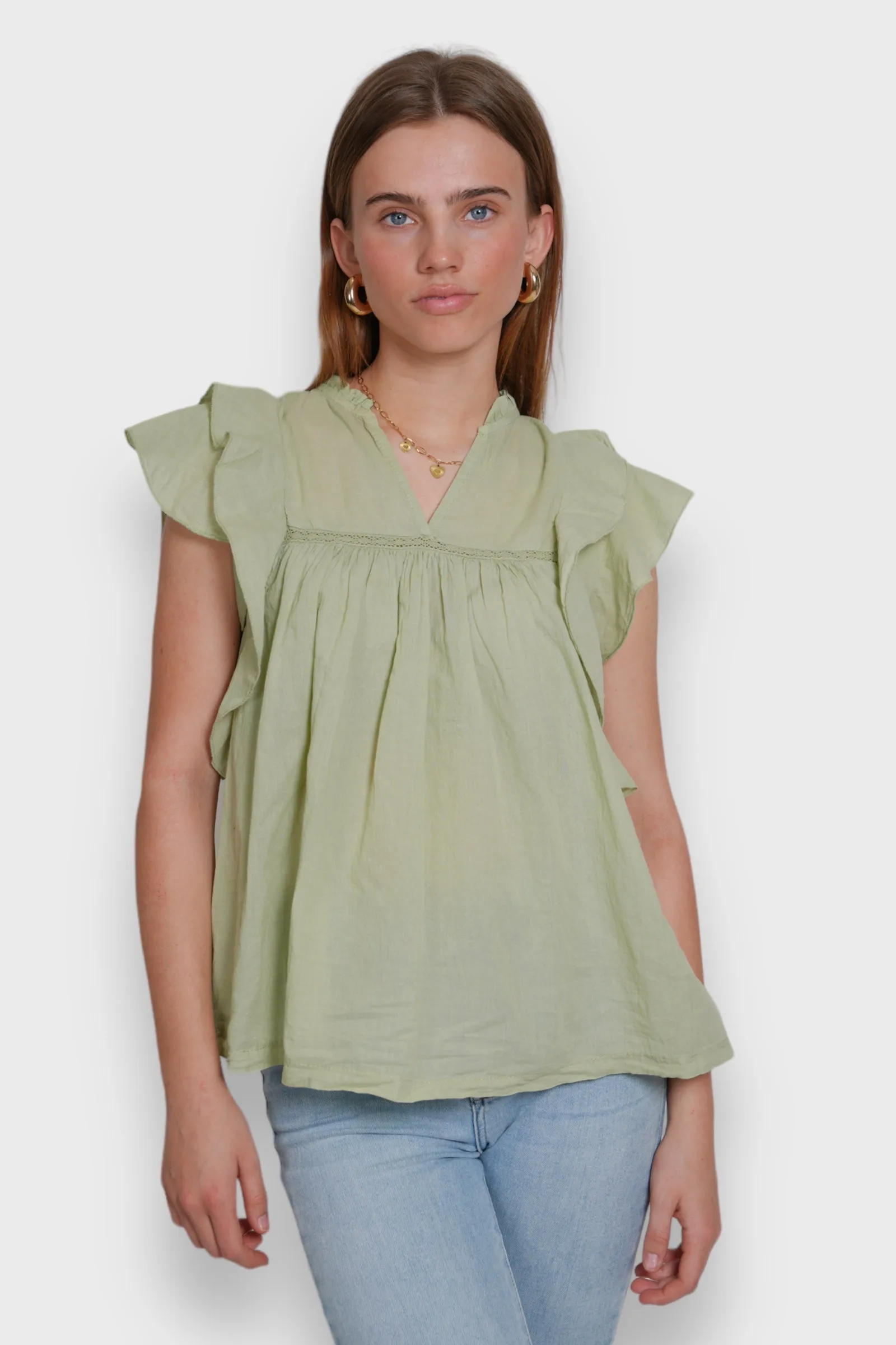 "Flora" blouse sage green