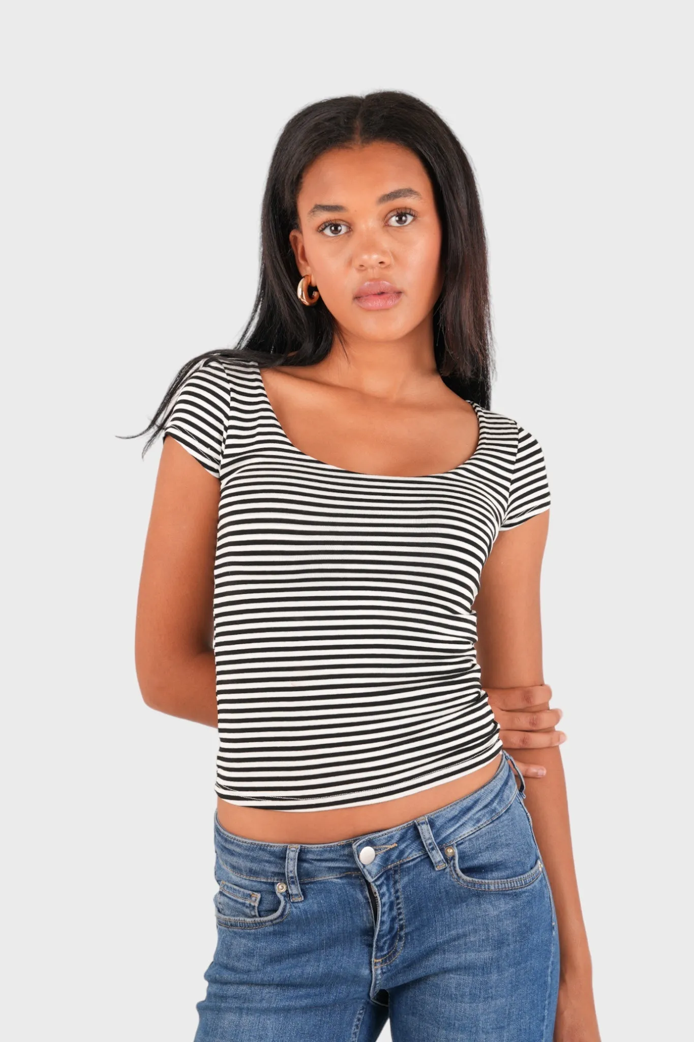 "Lola" top striped black