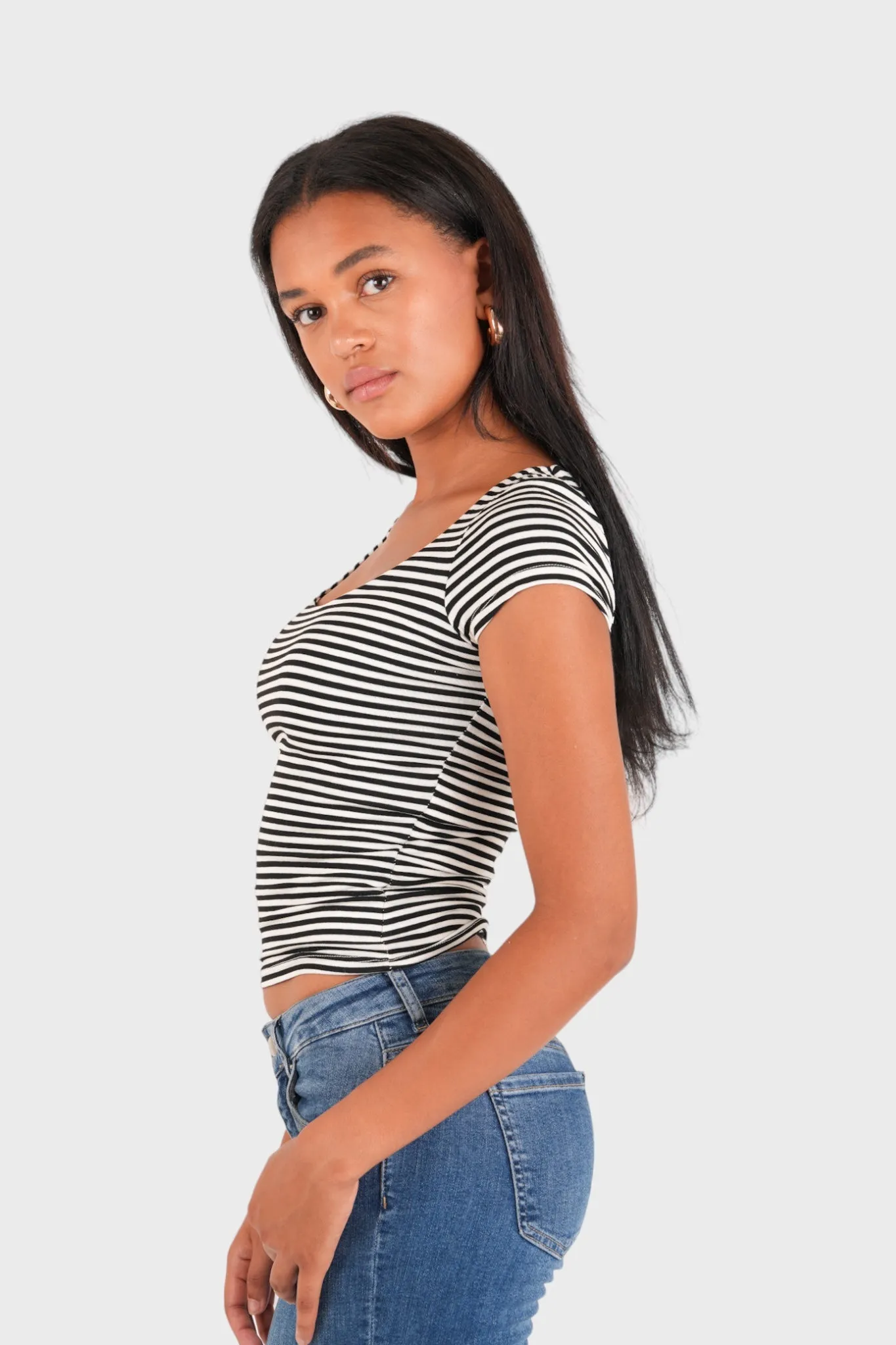 "Lola" top striped black