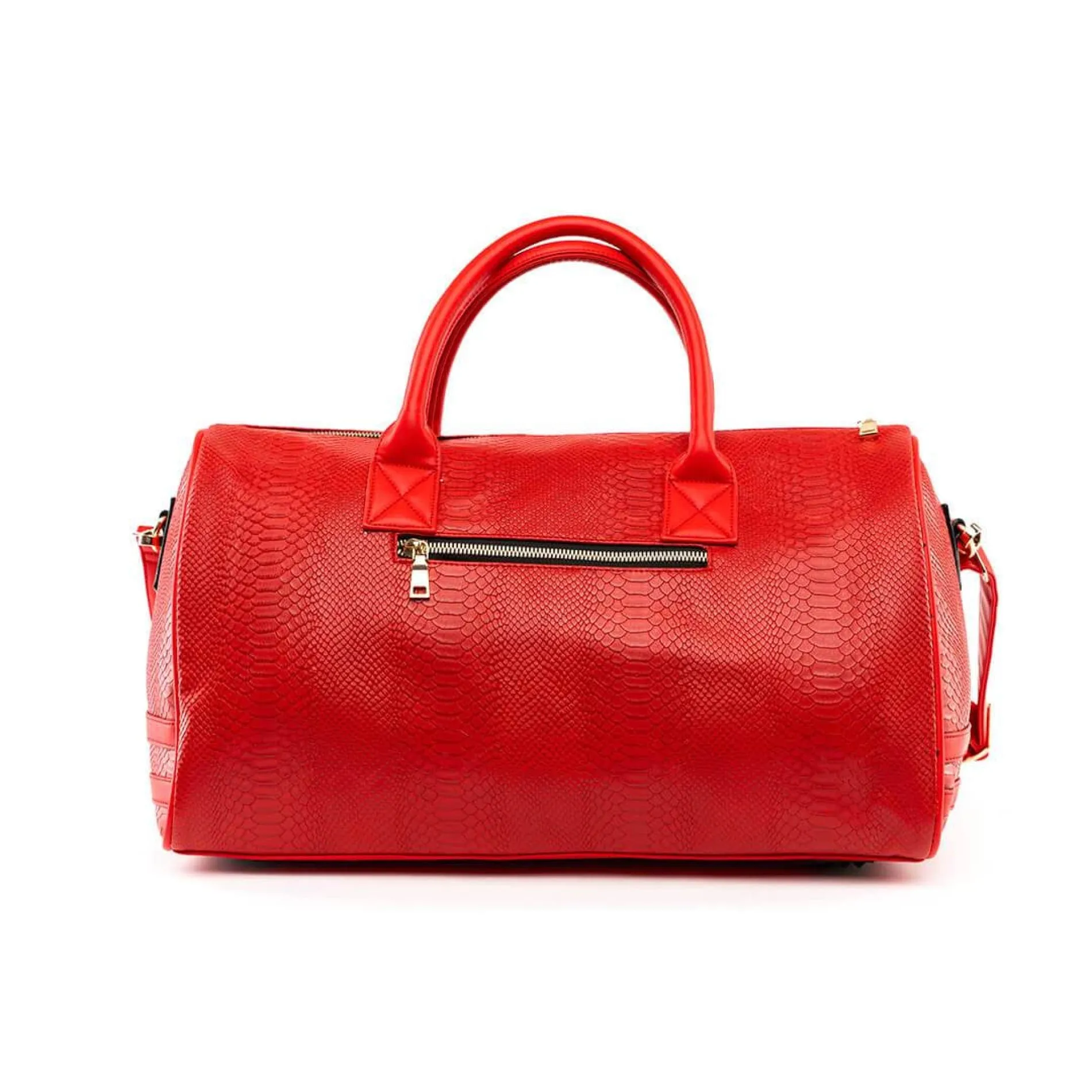 Red Apollo 1 Faux Snakeskin Duffle Bag