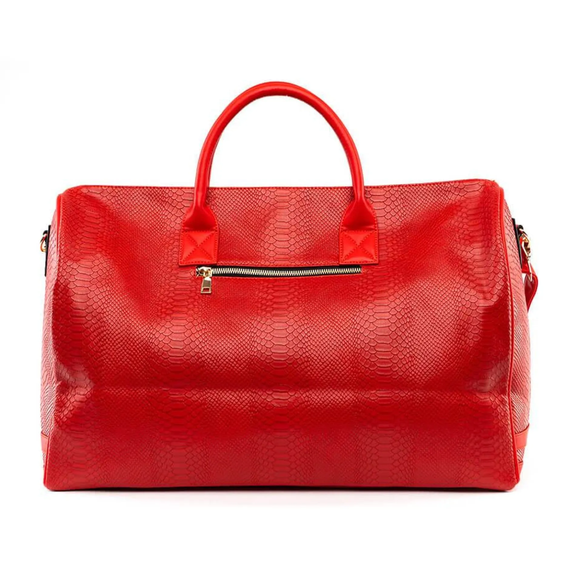 Red Apollo 1 Faux Snakeskin Duffle Bag