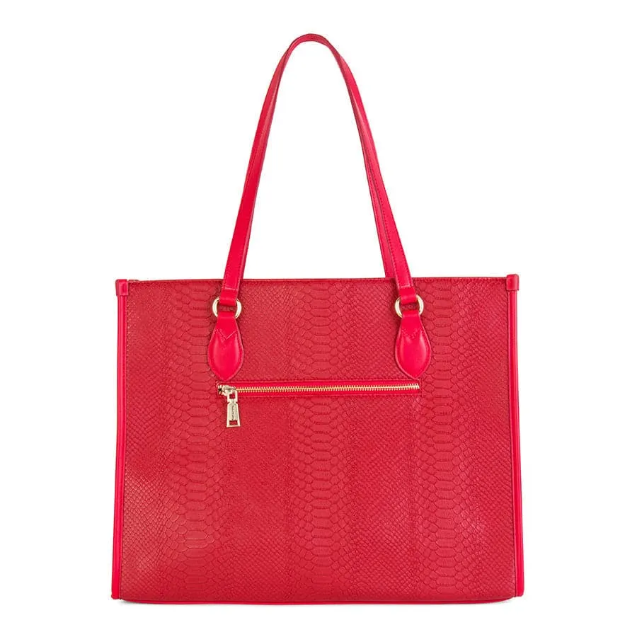 Red Apollo 1 Faux Snakeskin Tote Bag