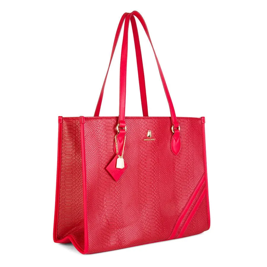 Red Apollo 1 Faux Snakeskin Tote Bag