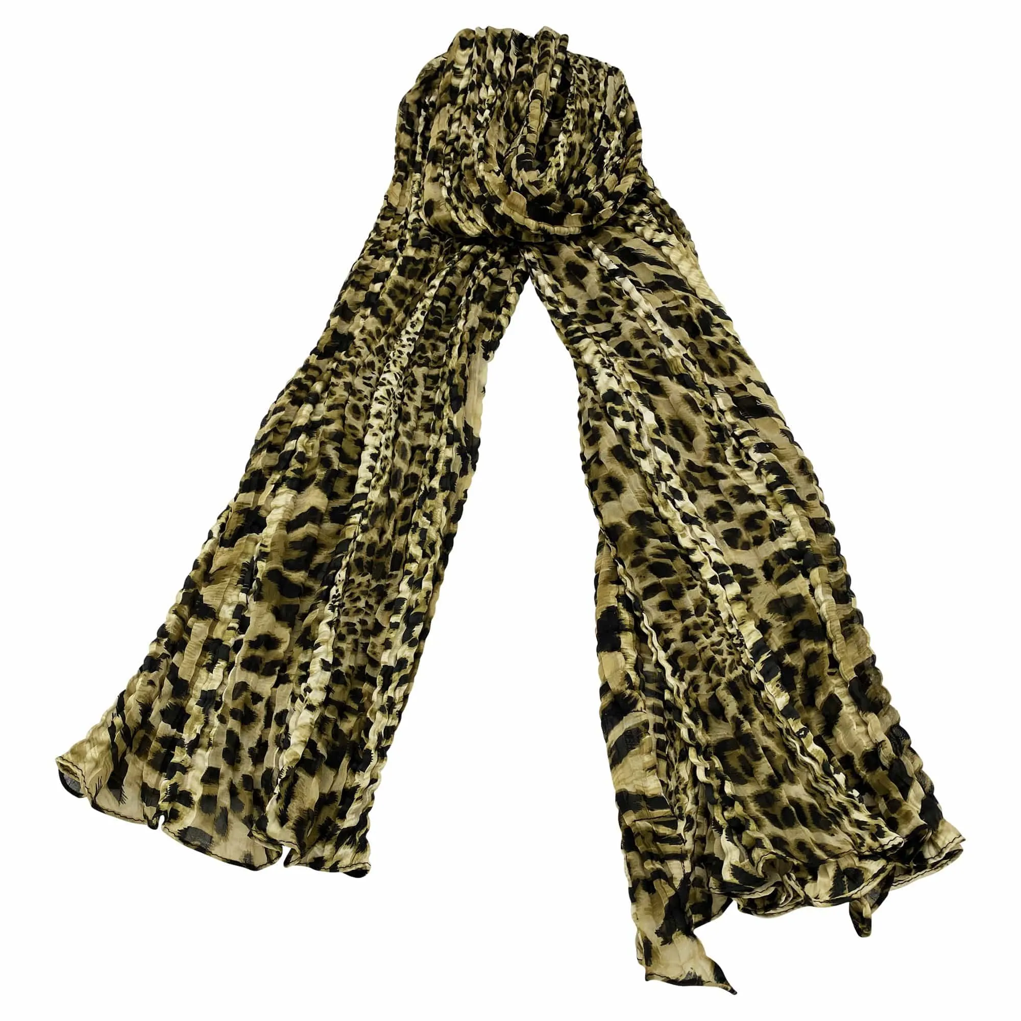 Scrunched Leopard Print Scarf