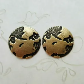 Small Brass Eastern Hemisphere Globe Findings x 2 - 6895SG.