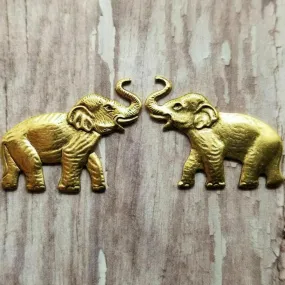 Small Brass Elephant Findings x 2 - 7138NRGB.