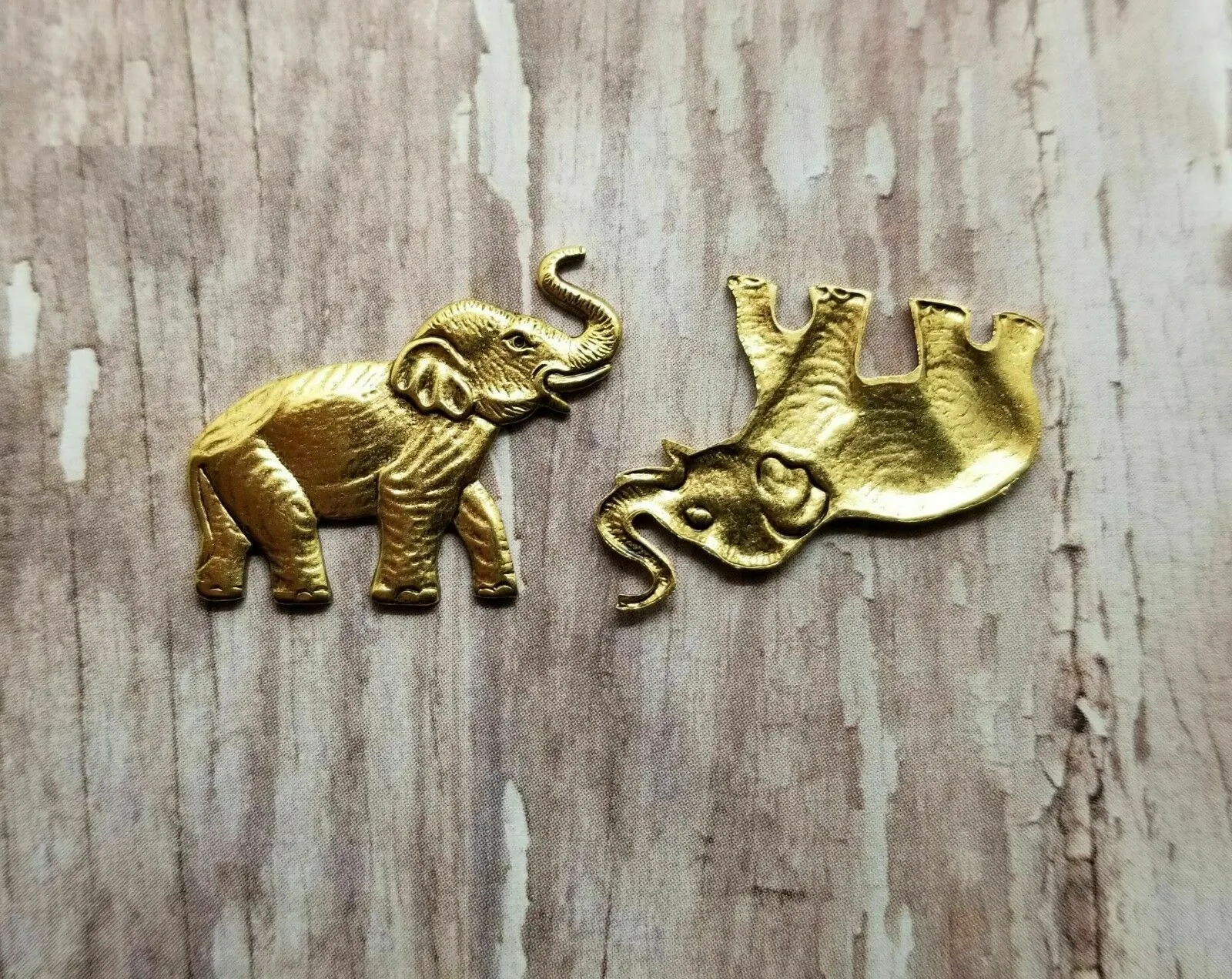 Small Brass Elephant Findings x 2 - 7138NRGB.