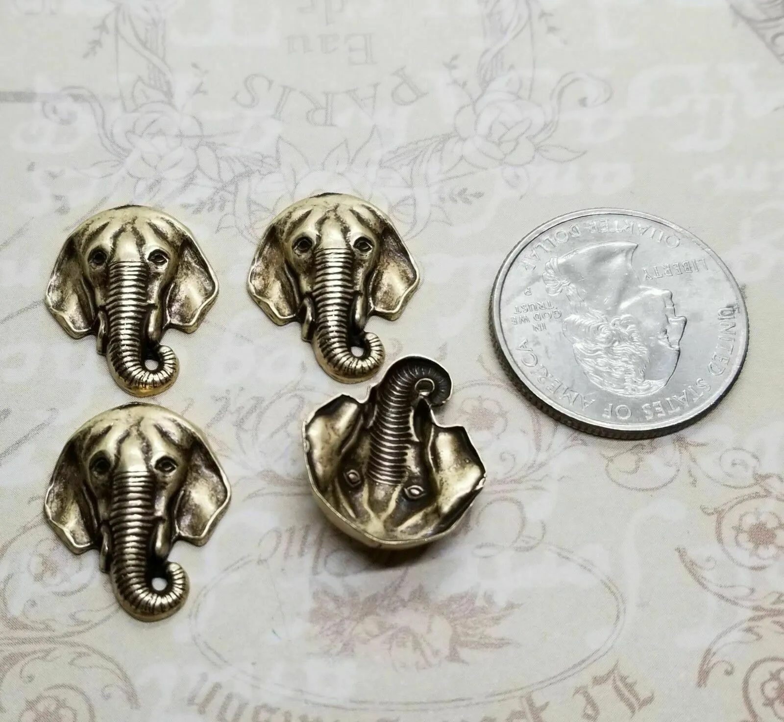 Small Brass Elephant Findings x 4 - 4902S.