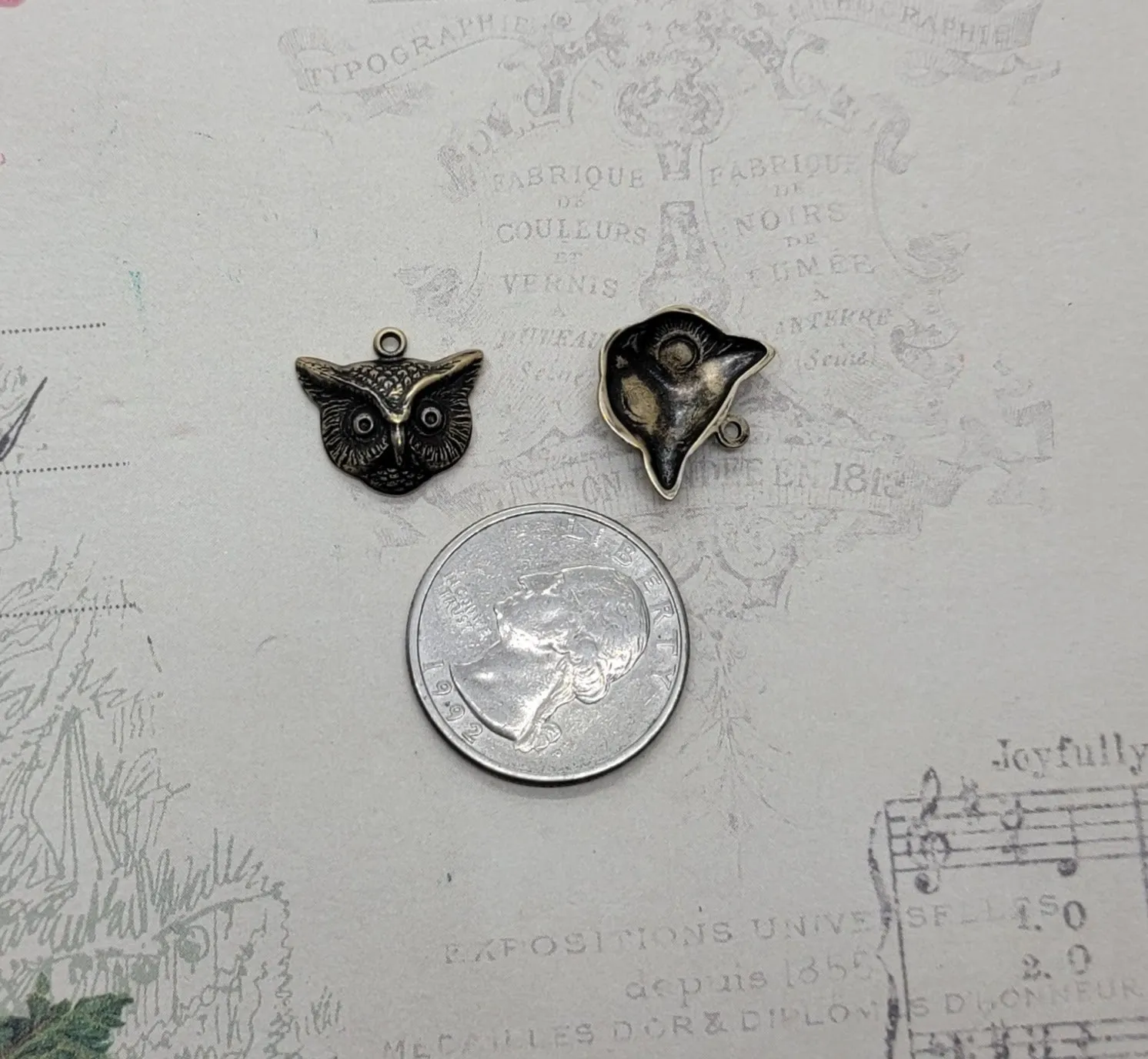 Small Owl Head Casting Charms (2) - 8241S