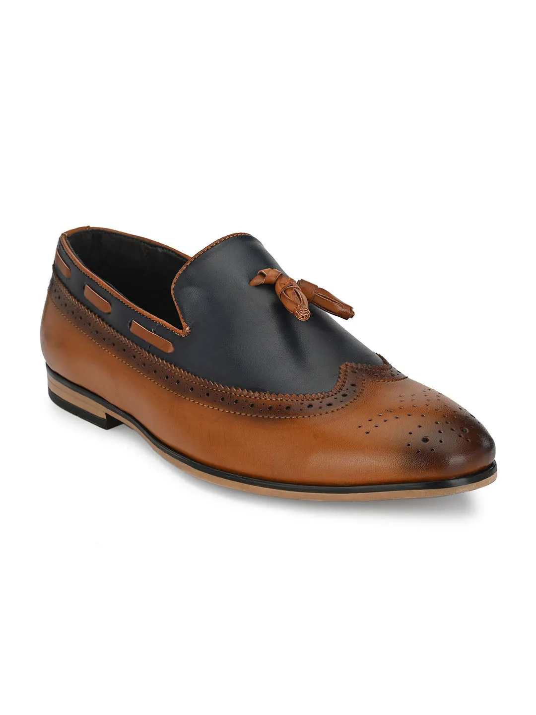 Tan Cap-Toe Tassel Loafers