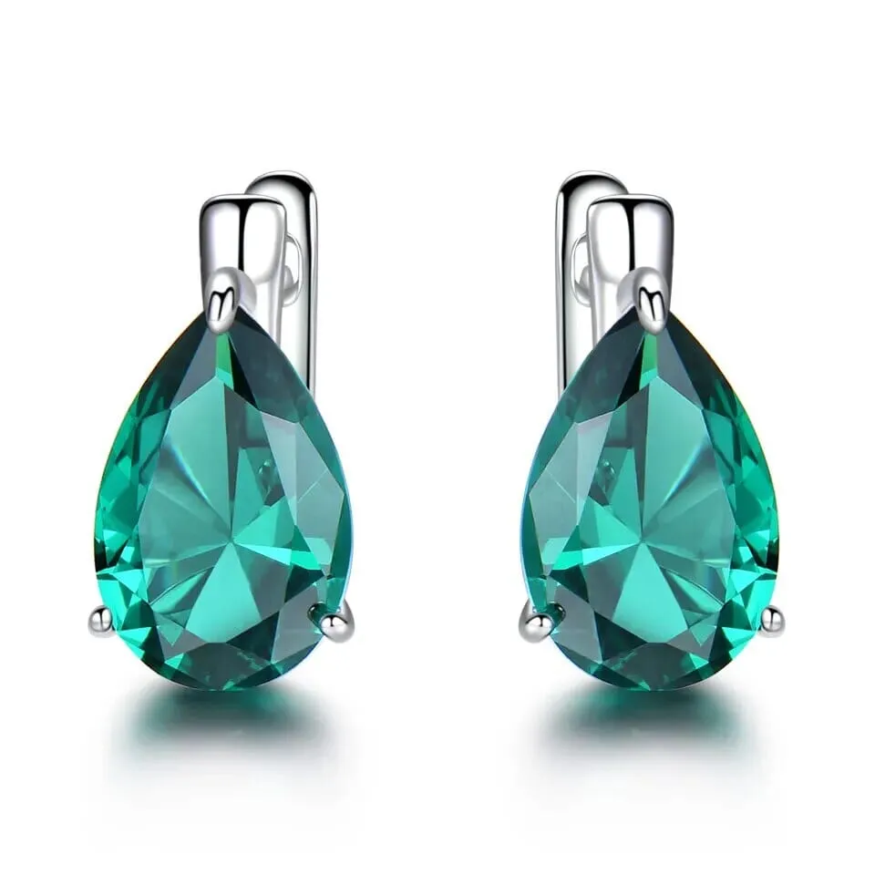 Topaz and Emerald 925 Sterling Silver Clip Earrings