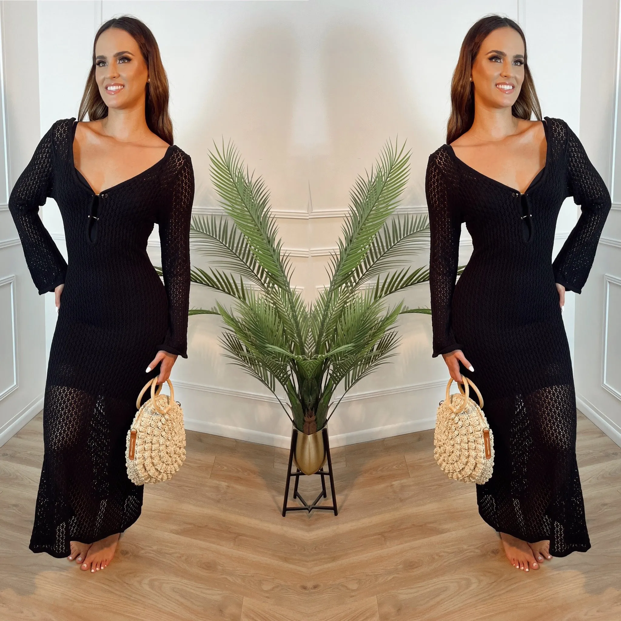 Vestido crochet negro