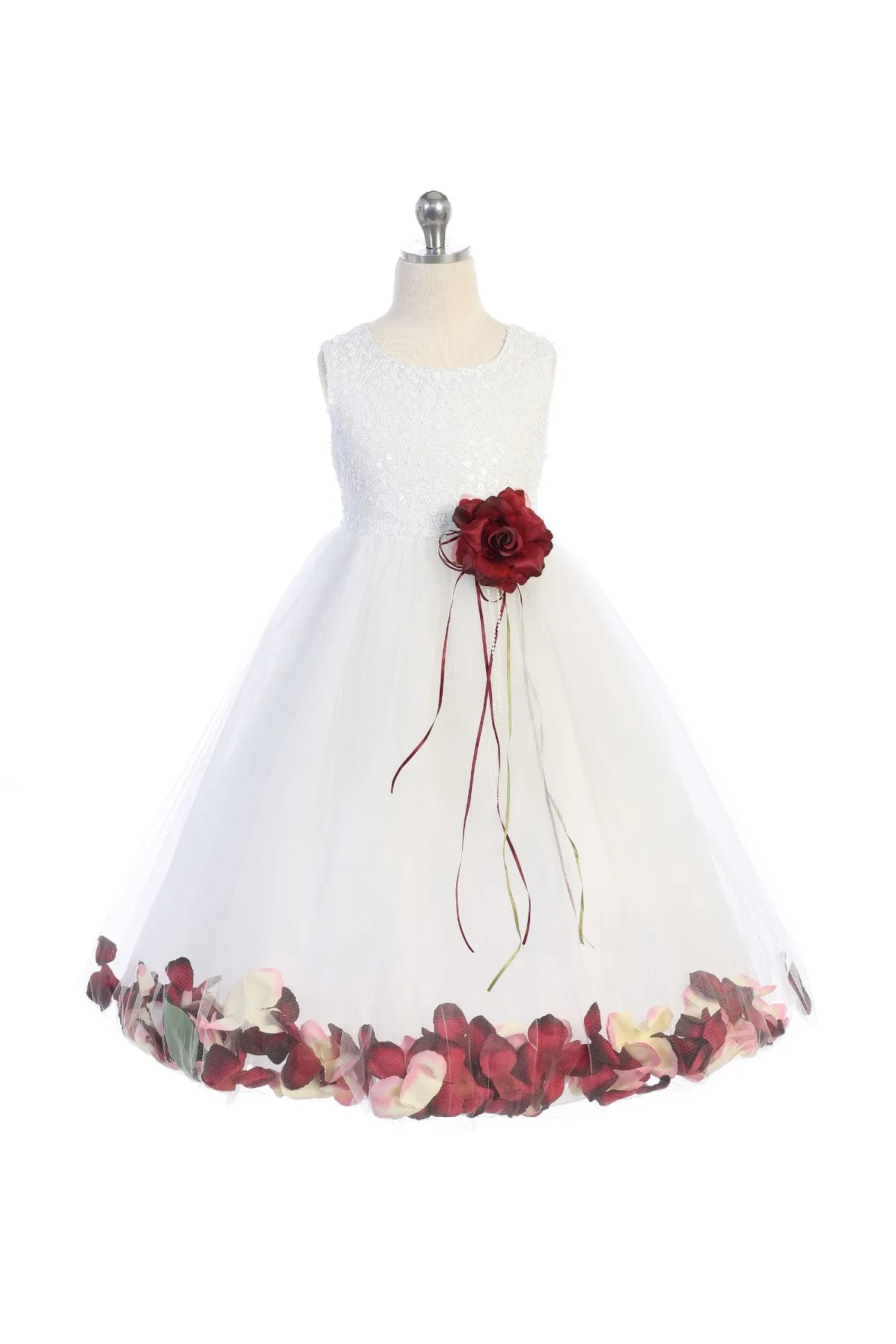 White Sequin Top Flower Petal Girls Dress (2 of 2)