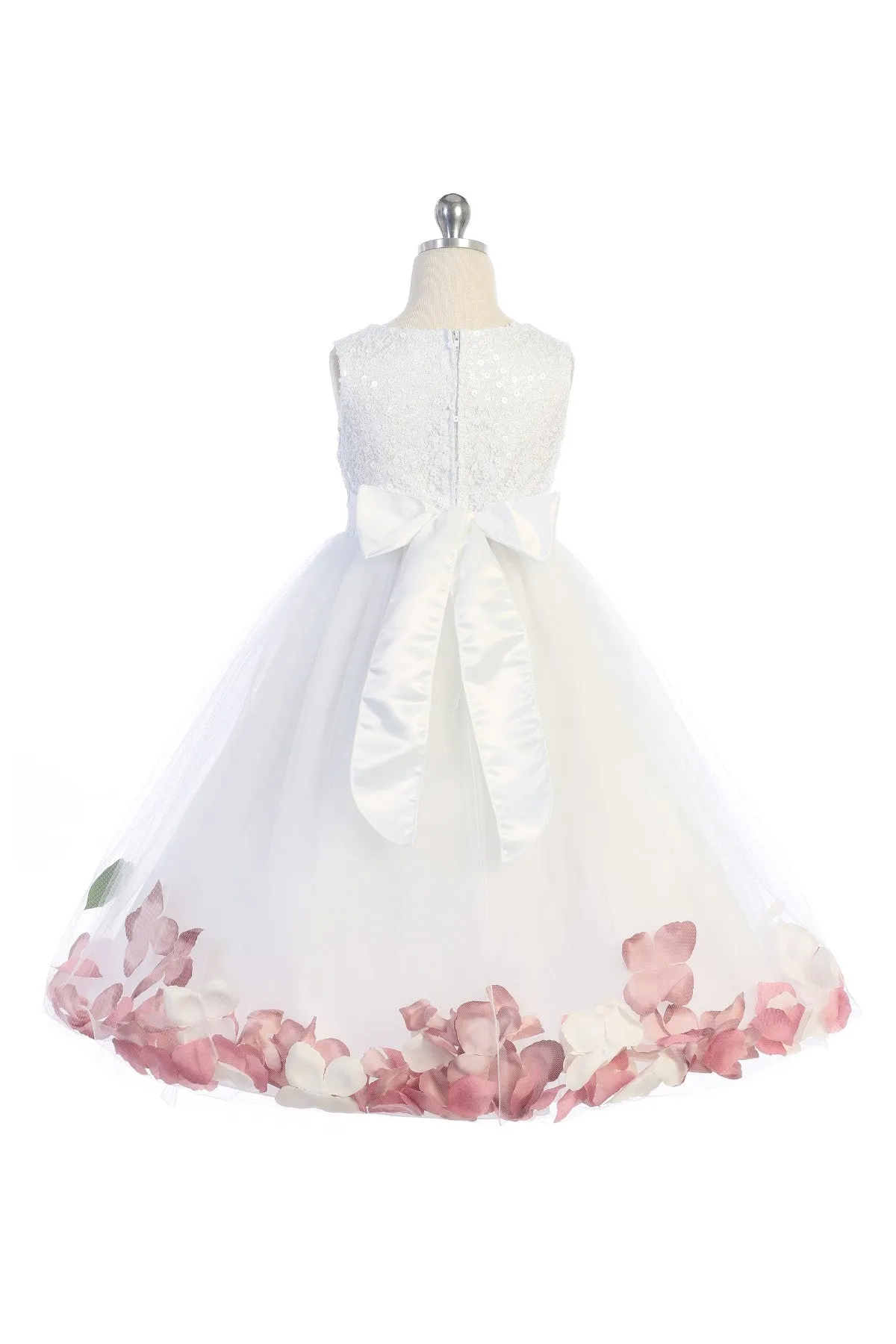 White Sequin Top Flower Petal Girls Dress (2 of 2)