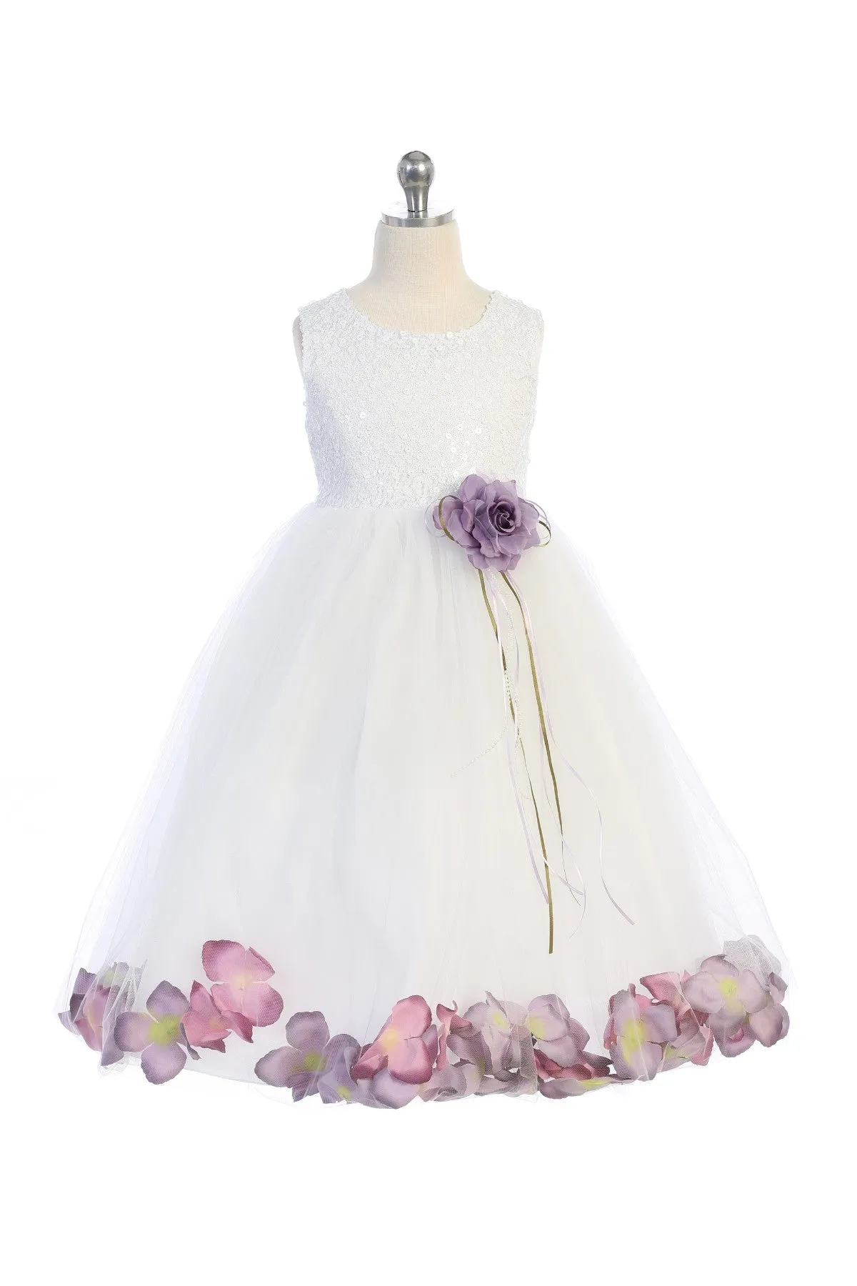 White Sequin Top Flower Petal Girls Dress (2 of 2)