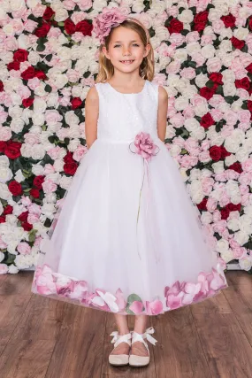 White Sequin Top Flower Petal Girls Dress (2 of 2)