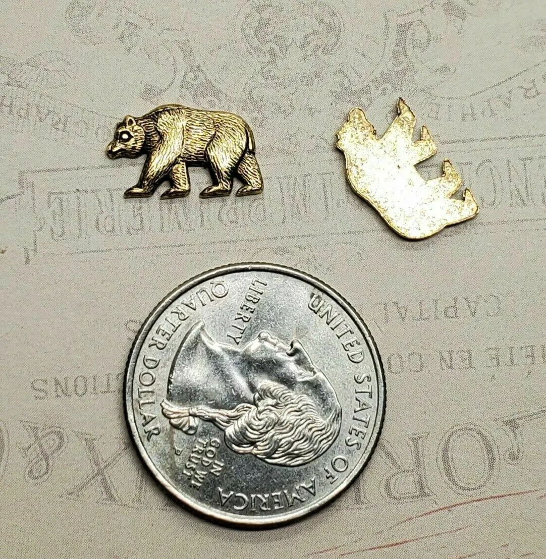 XSmall Brass Bear Findings x 2- 958FF.