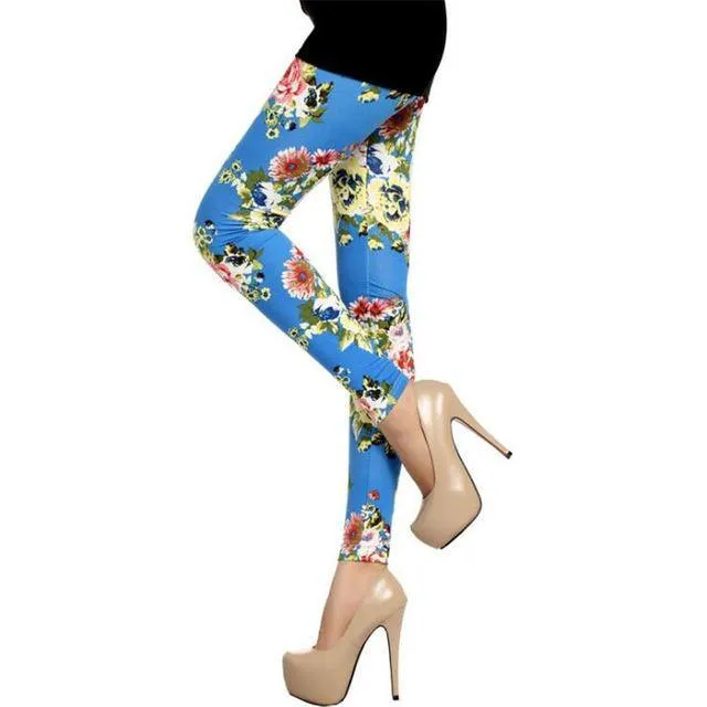 YRRETY Women Leggings High Street Cotton Leggin Casual Floral Printed Legging Graffiti Soft Fashion Women Trousers Hot Fashion