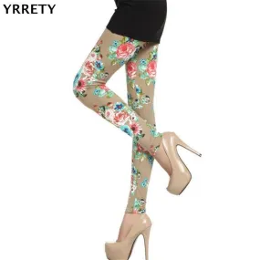 YRRETY Women Leggings High Street Cotton Leggin Casual Floral Printed Legging Graffiti Soft Fashion Women Trousers Hot Fashion